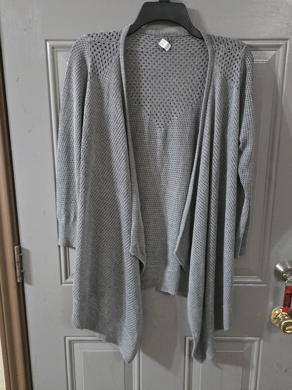Poof! Gray Open-Front Knit Cardigan
